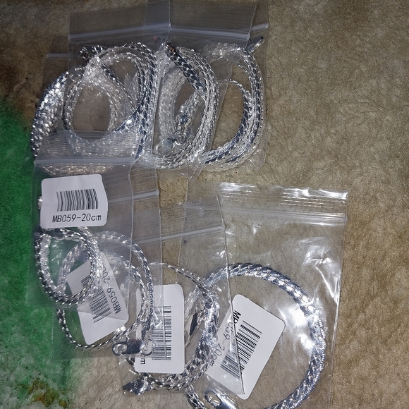 NWT 925 Stamped Sterling Silver Plated Flat 6mm. Necklace & Matching BraceletSet - Picture 7 of 7